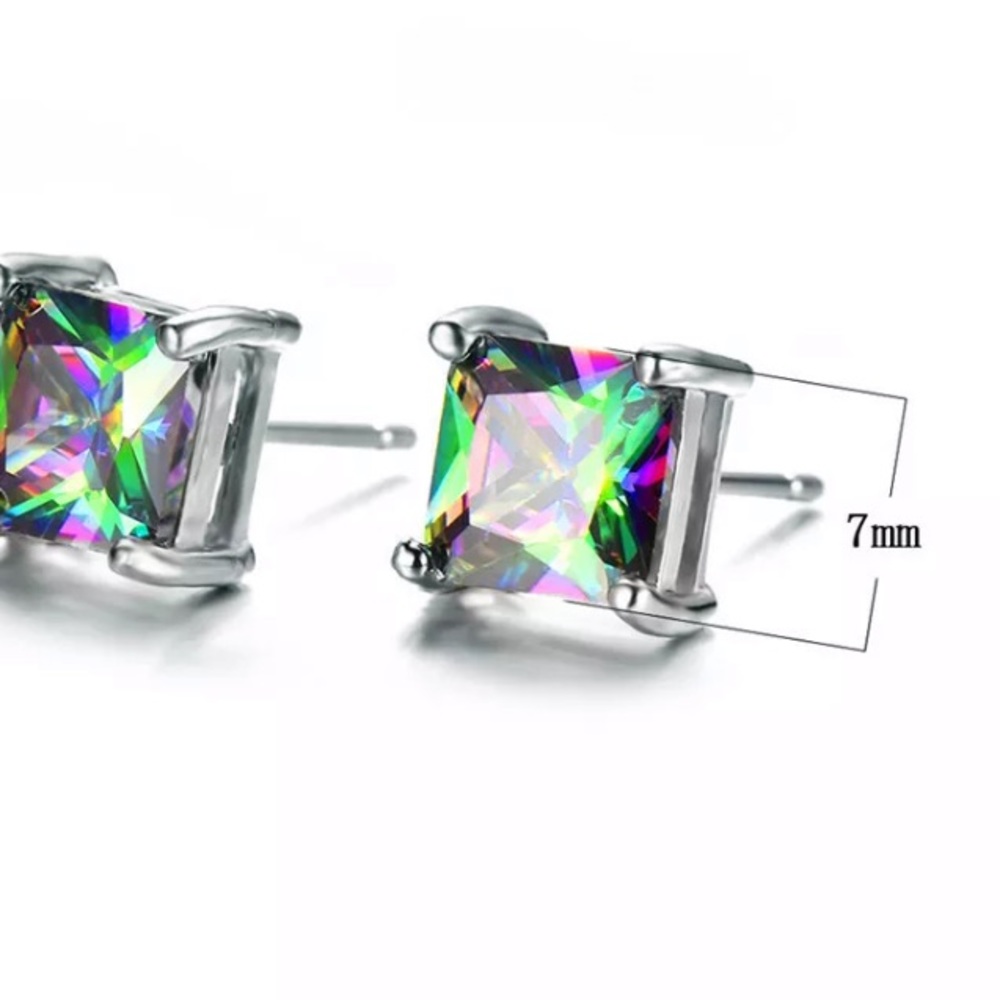 Silver Rainbow 🌈 Stud Earrings - Picture 3 of 3